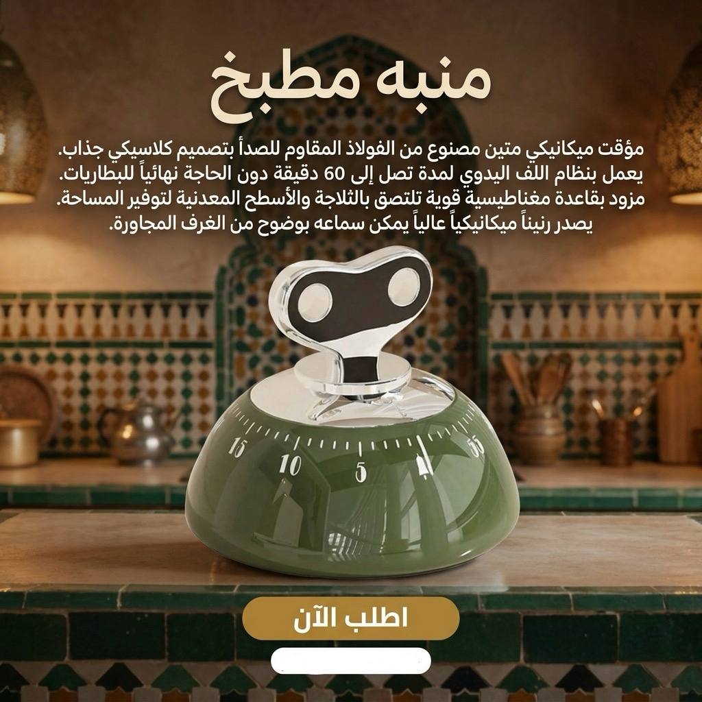 مؤقت مطبخ ميكانيكي من الفولاذ المقاوم للصدأ